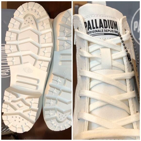PALLADIUM - NWTIB - L Sz 11 (EUR 43) Pallabase Twill High Top in Stark White ♥️ - Picture 13 of 16